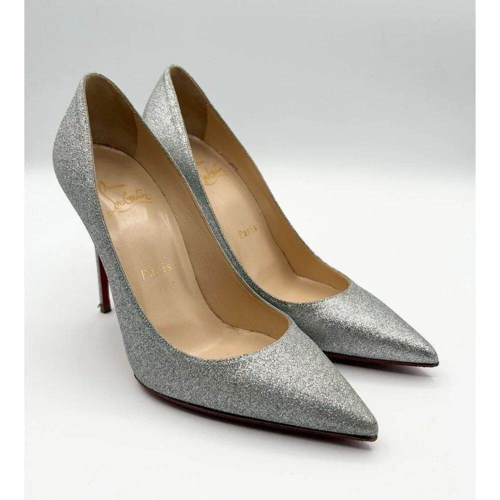 Christian Louboutin Sparkling Silver Heels - Picture 3 of 16